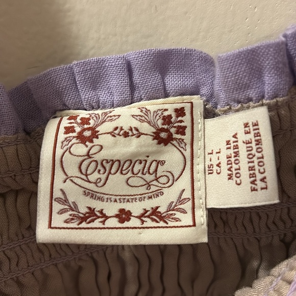 Especia Lavender Smocked Dress - size large - 100% cotton - embroidered - Picture 2 of 6